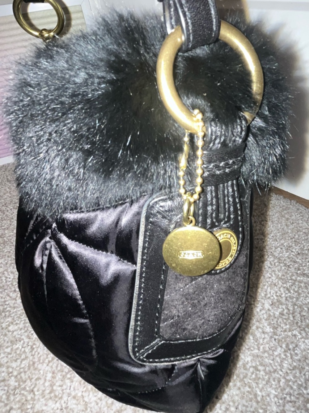 Coach SoHo Rabbit Fur Ski Hobo Handbag - Picture 2 of 10
